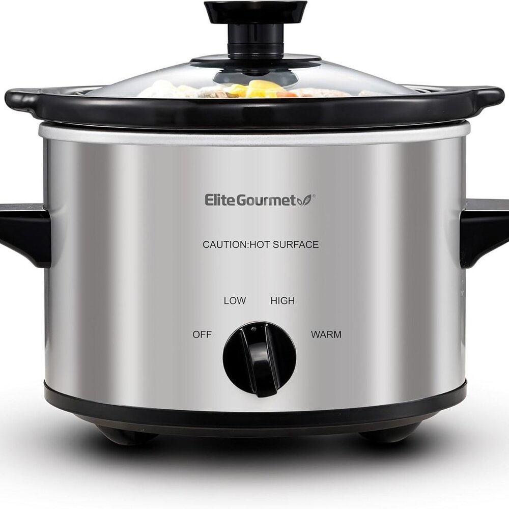 New Elite Gourmet MST-250XS Electric Slow Cooker Ceramic Pot